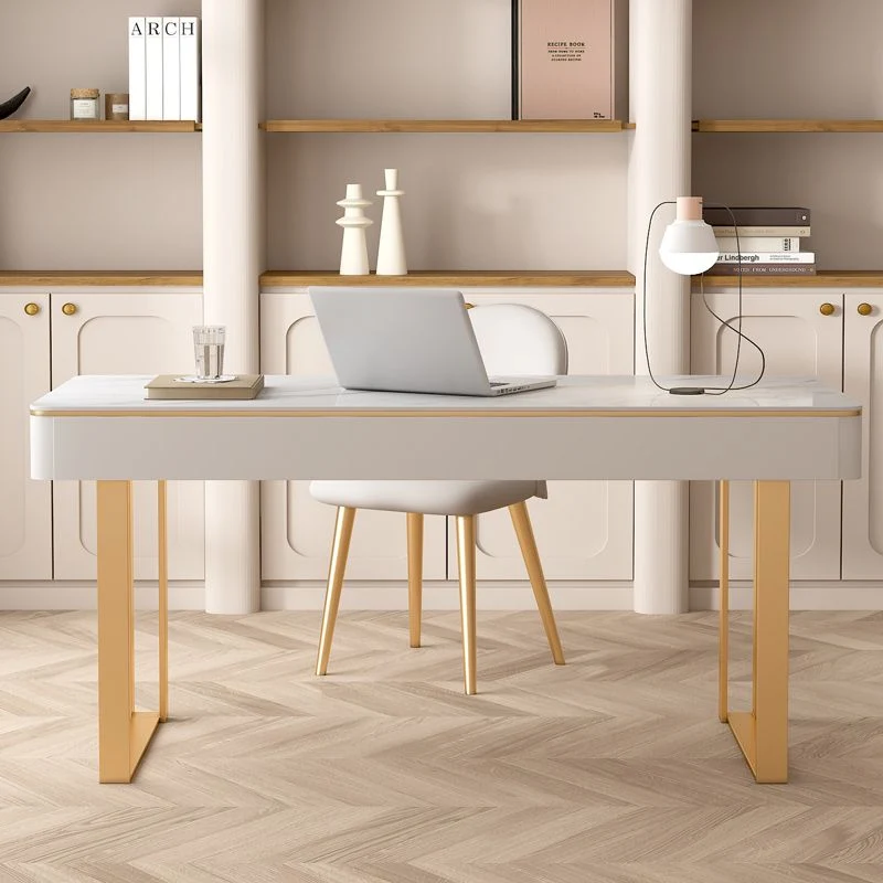 Bureau d'écriture Glam à 2 tiroirs en pierre de 29,53 pouces de hauteur Clearhalo