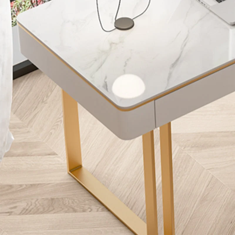 Bureau d'écriture Glam à 2 tiroirs en pierre de 29,53 pouces de hauteur Clearhalo