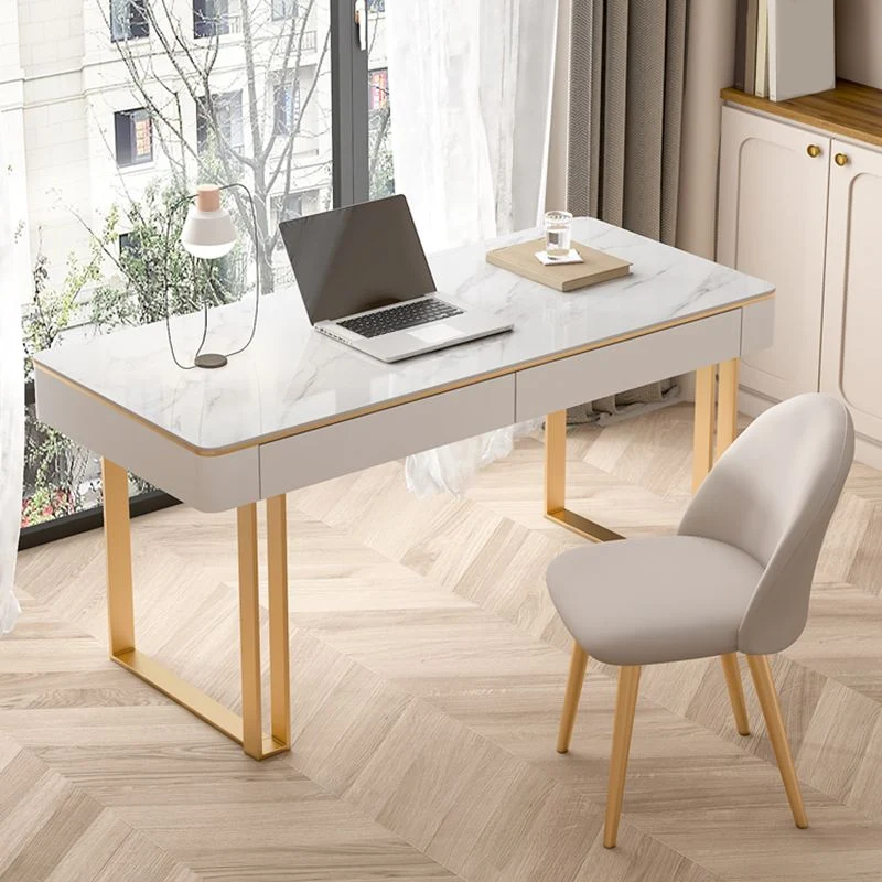 Bureau d'écriture Glam à 2 tiroirs en pierre de 29,53 pouces de hauteur Clearhalo