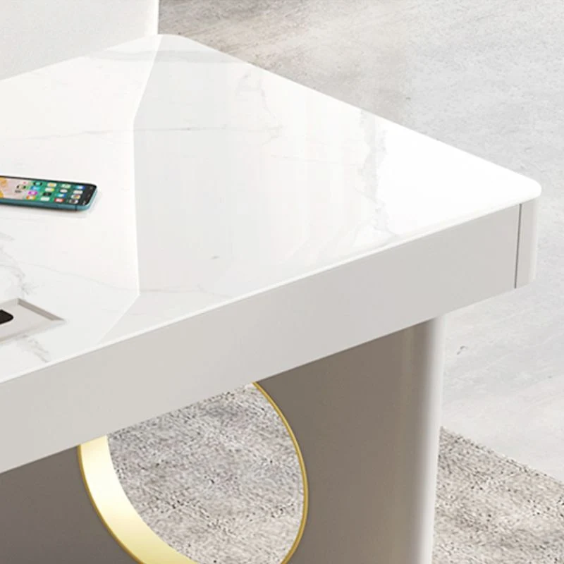 Bureau d'écriture glamour avec plateau en pierre rectangulaire avec tiroirs pour bureau Clearhalo