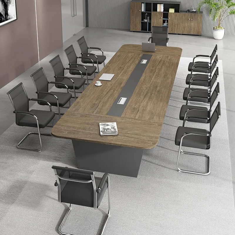 Bureau d'écriture incurvé en bois, bureau de gestion des câbles de style industriel Clearhalo
