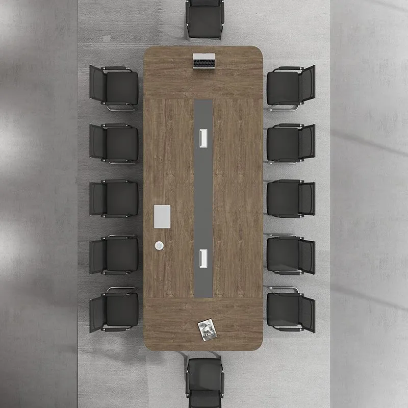 Bureau d'écriture incurvé en bois, bureau de gestion des câbles de style industriel Clearhalo