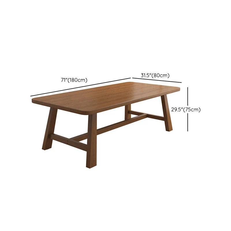 Bureau d'écriture incurvé en bois massif, base en forme de H, bureau de 29,53 po de hauteur Clearhalo