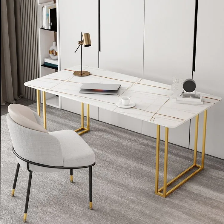 Bureau d'écriture incurvé en pierre Glam Stone de 29,53 po de hauteur Clearhalo