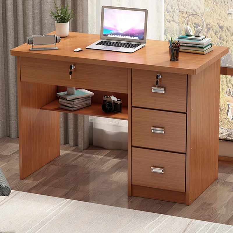 Bureau d'écriture industriel en bois d'ingénierie, bureau rectangulaire avec tiroirs Clearhalo