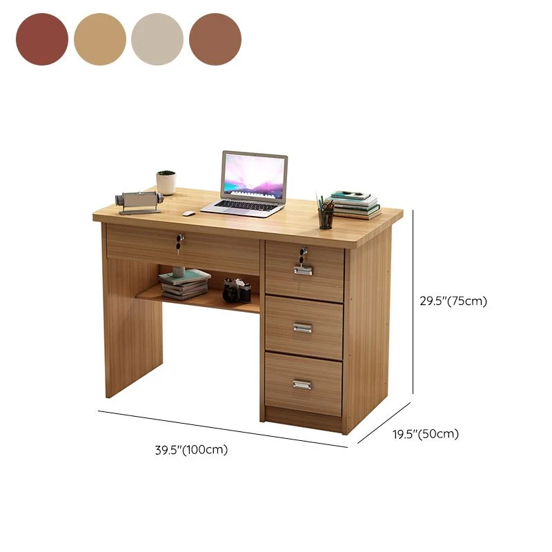 Bureau d'écriture industriel en bois d'ingénierie, bureau rectangulaire avec tiroirs Clearhalo