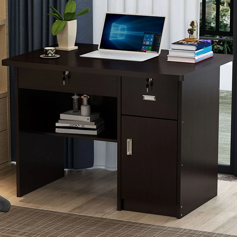 Bureau d'écriture industriel en bois d'ingénierie, bureau rectangulaire avec tiroirs Clearhalo