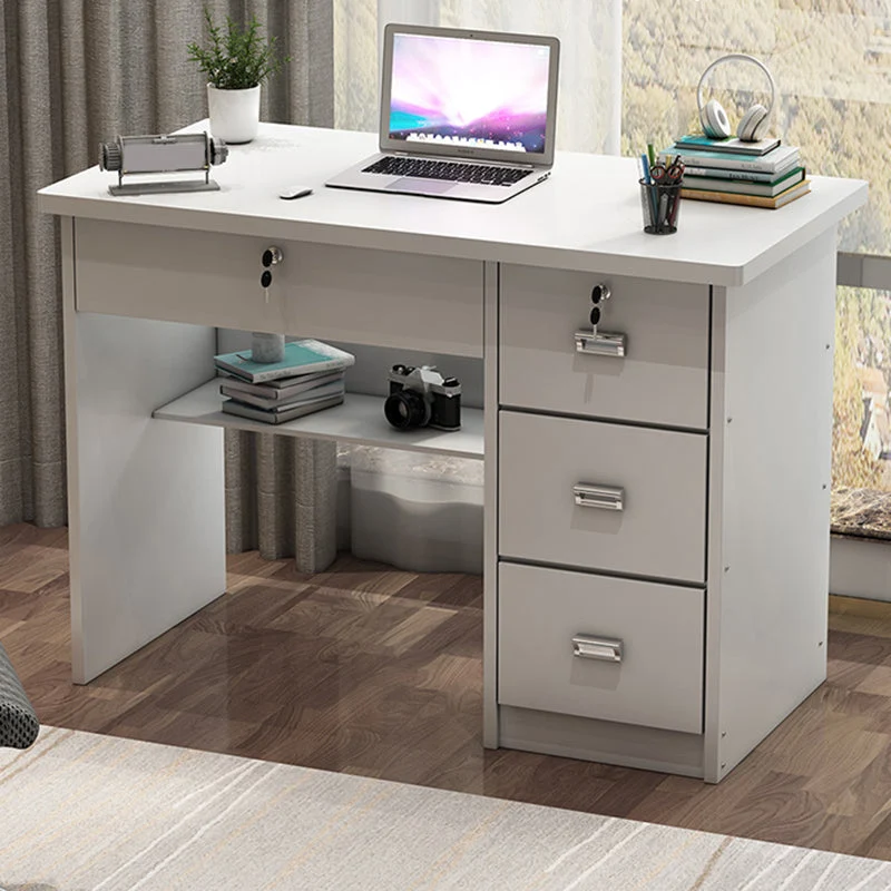 Bureau d'écriture industriel en bois d'ingénierie, bureau rectangulaire avec tiroirs Clearhalo