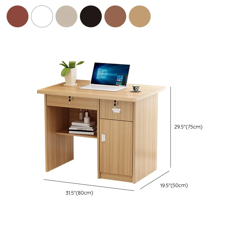Bureau d'écriture industriel en bois d'ingénierie, bureau rectangulaire avec tiroirs Clearhalo