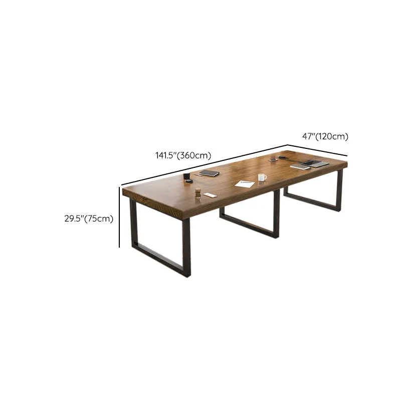 Bureau d'écriture industriel en bois massif de 29,53 pouces de hauteur Clearhalo