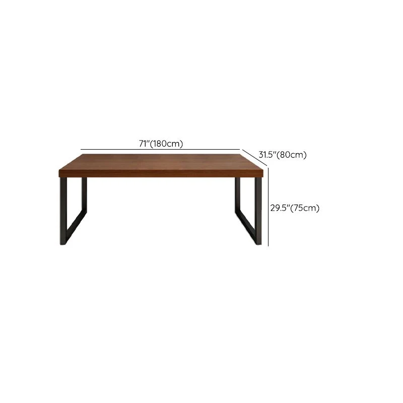 Bureau d'écriture industriel en bois massif, bureau rectangulaire à base de traîneau avec pieds en fer Clearhalo