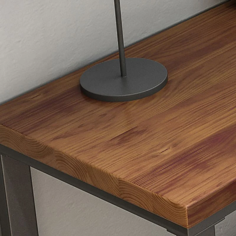 Bureau d'écriture industriel en bois massif, bureau à base de tréteau en forme de L Clearhalo