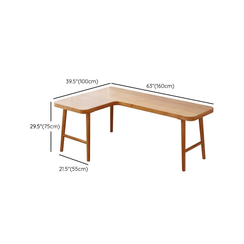 Bureau d'écriture industriel en bois massif, bureau en forme de L pour le bureau Clearhalo