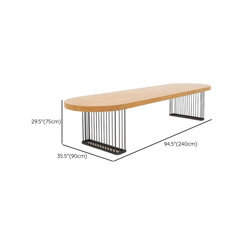 Bureau d'écriture industriel en bois massif, bureau ovale pour bureau Clearhalo