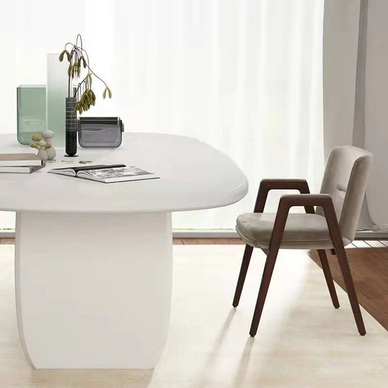 Bureau d'écriture industriel en bois massif, bureau ovale pour bureau Clearhalo
