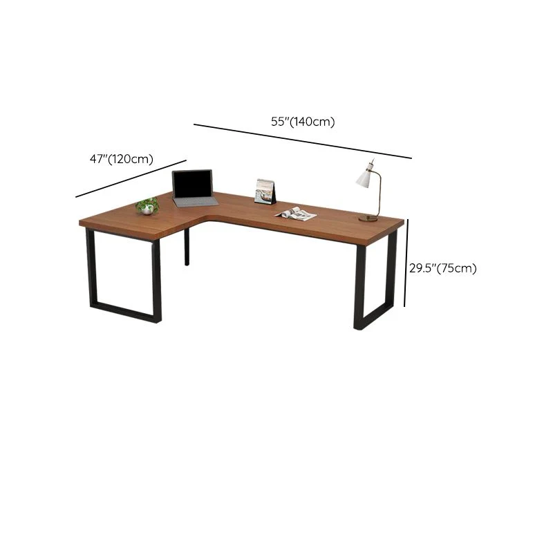Bureau d'écriture industriel en bois massif, bureau en forme de L pour le bureau Clearhalo