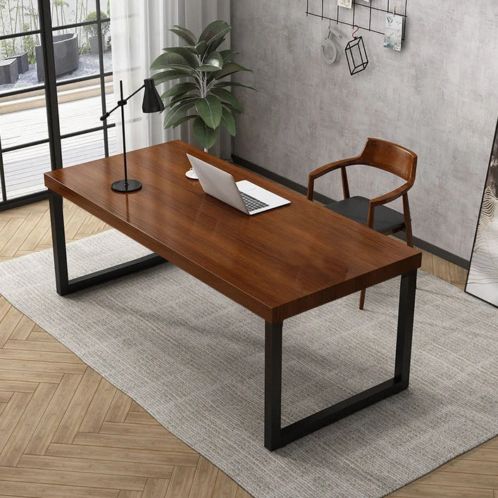 Bureau d'écriture industriel en bois massif, bureau rectangulaire à base de traîneau Clearhalo