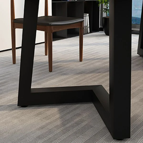 Bureau d'écriture industriel en bois massif, bureau rectangulaire avec pieds en fer Clearhalo