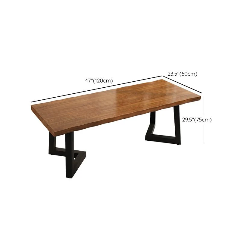 Bureau d'écriture industriel en bois massif, bureau rectangulaire avec pieds en fer Clearhalo