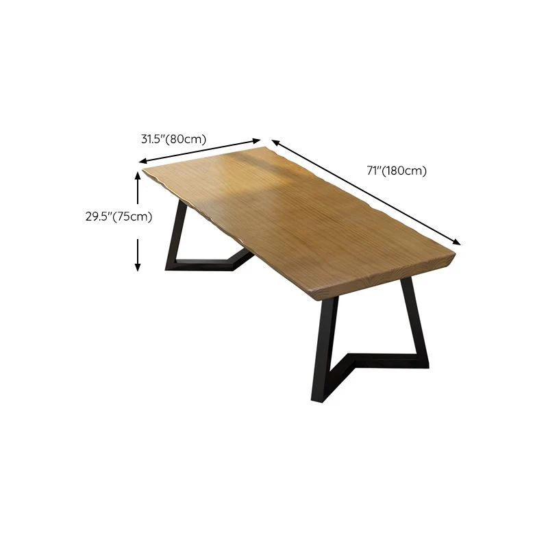 Bureau d'écriture industriel en bois massif, bureau rectangulaire à base de traîneau Clearhalo