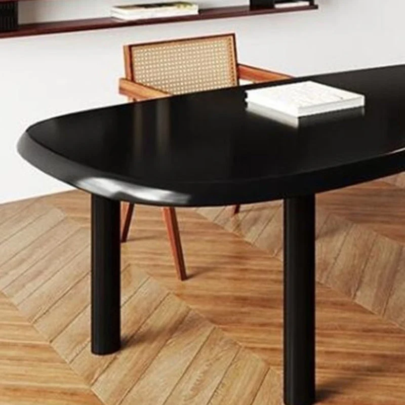 Bureau d'écriture industriel en bois massif noir avec pieds Clearhalo