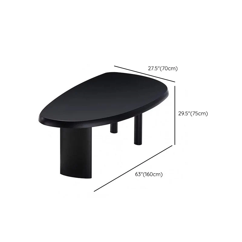 Bureau d'écriture industriel en bois massif noir avec pieds Clearhalo