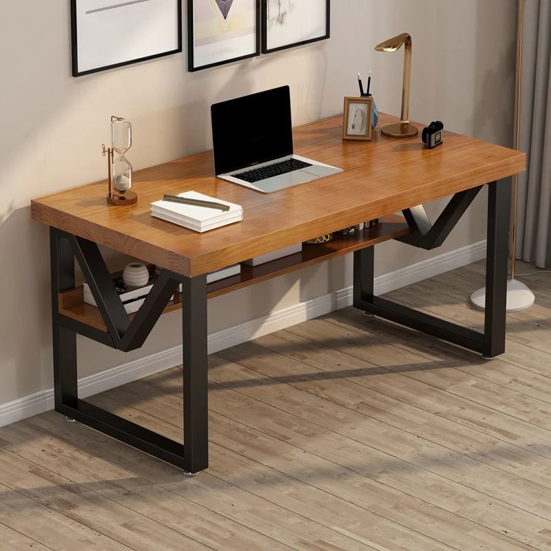 Bureau d'écriture industriel Bureau de jeu au fini antique avec pieds en métal Clearhalo