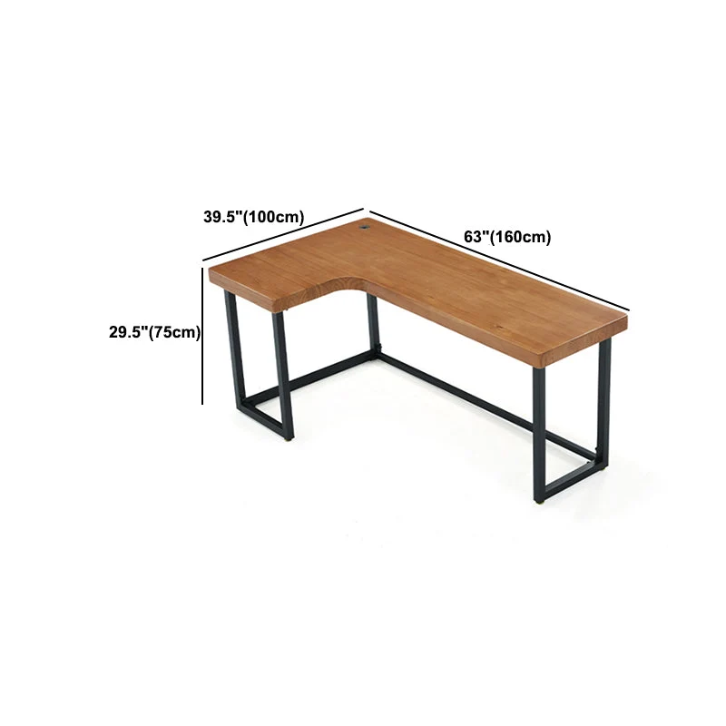 Bureau d'écriture industriel en forme de L avec base en forme de H Clearhalo