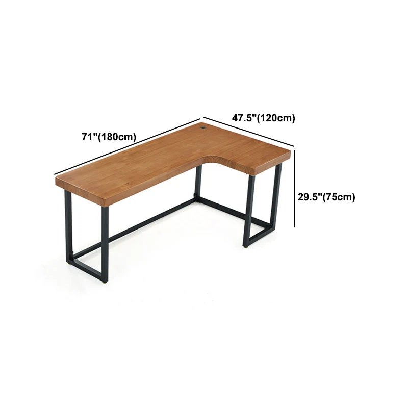 Bureau d'écriture industriel en forme de L avec base en forme de H Clearhalo