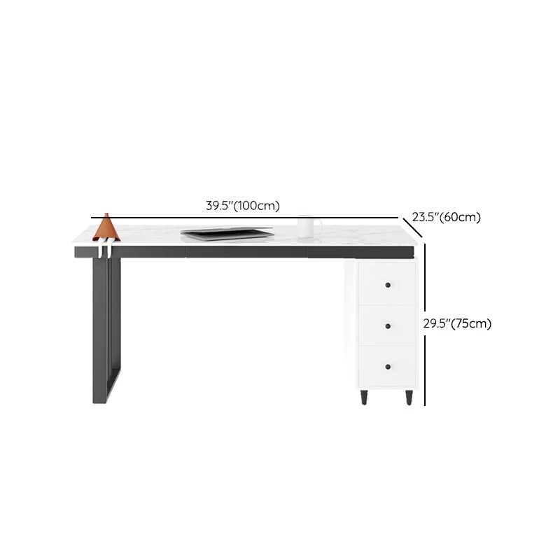 Bureau d'écriture industriel de 23 po de large, bureau rectangulaire blanc Clearhalo
