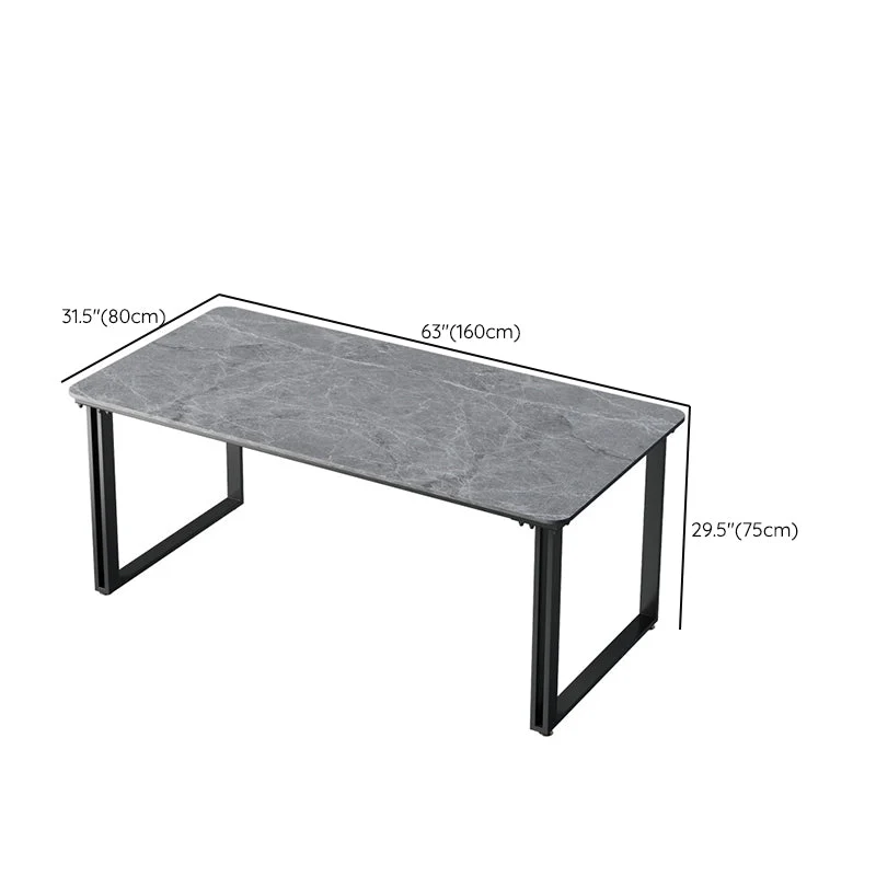 Bureau d'écriture industriel en marbre, bureau en étain avec pieds en métal Clearhalo