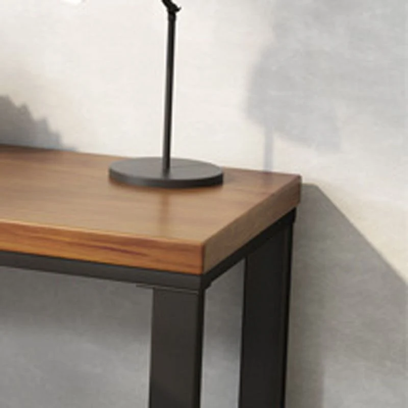 Bureau d'écriture industriel marron en forme de L avec pieds en métal Clearhalo