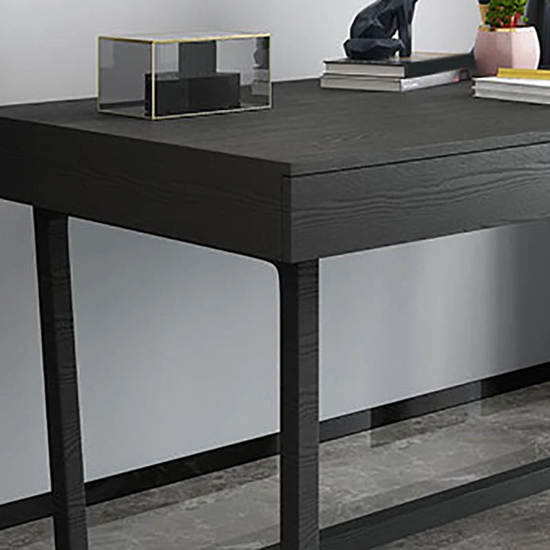 Bureau d'écriture industriel noir avec tiroirs, bureau rectangulaire Clearhalo