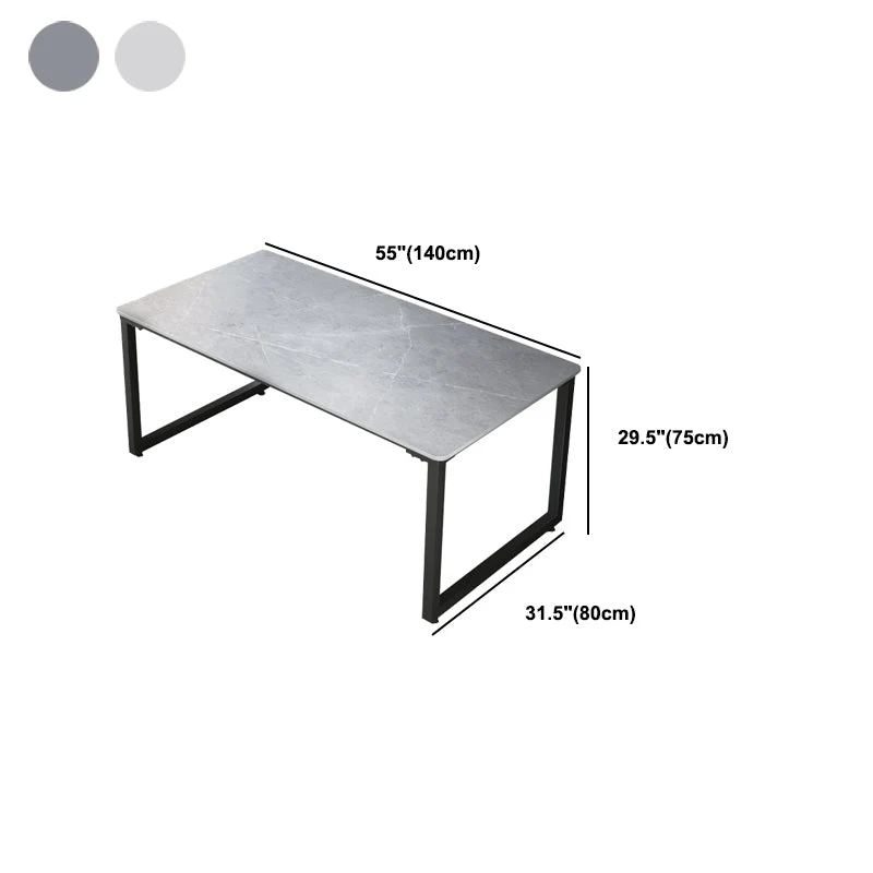Bureau d'écriture industriel en pierre, bureau rectangulaire avec traîneau pour la maison Clearhalo