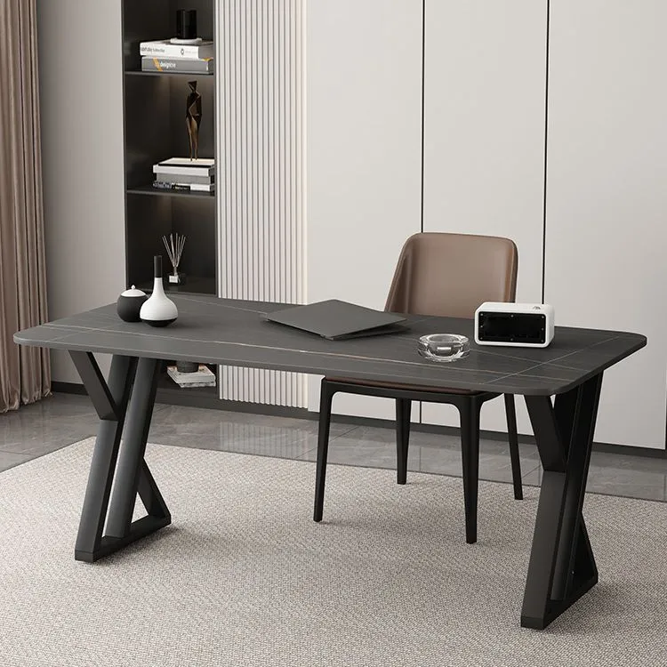Bureau d'écriture industriel en pierre, bureau rectangulaire pour la maison Clearhalo