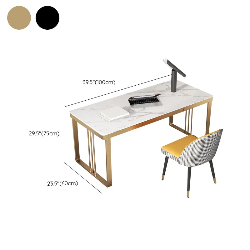 Bureau d'écriture industriel en pierre, bureau rectangulaire en métal pour bureau Clearhalo