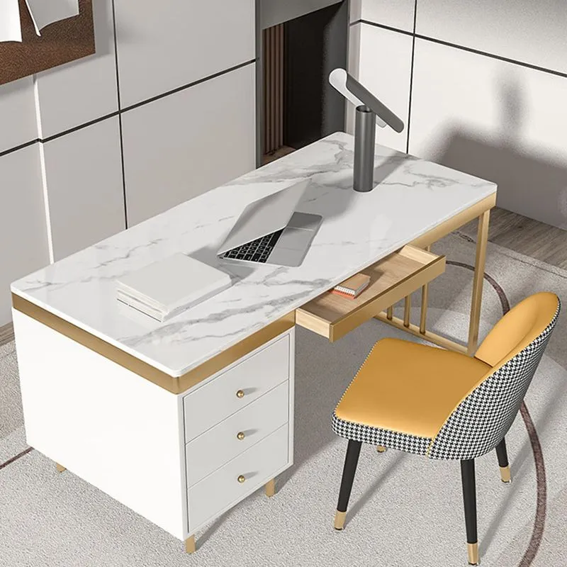 Bureau d'écriture industriel en pierre, bureau rectangulaire en métal pour bureau Clearhalo