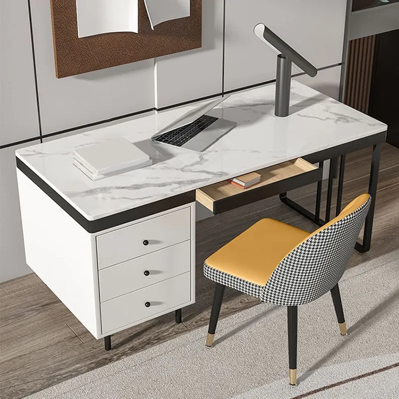 Bureau d'écriture industriel en pierre, bureau rectangulaire en métal pour bureau Clearhalo