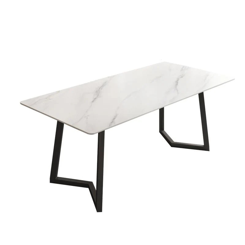Bureau d'écriture industriel en pierre gris/blanc, bureau de jeu rectangulaire pour la maison Clearhalo