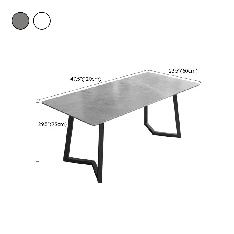 Bureau d'écriture industriel en pierre gris/blanc, bureau de jeu rectangulaire pour la maison Clearhalo