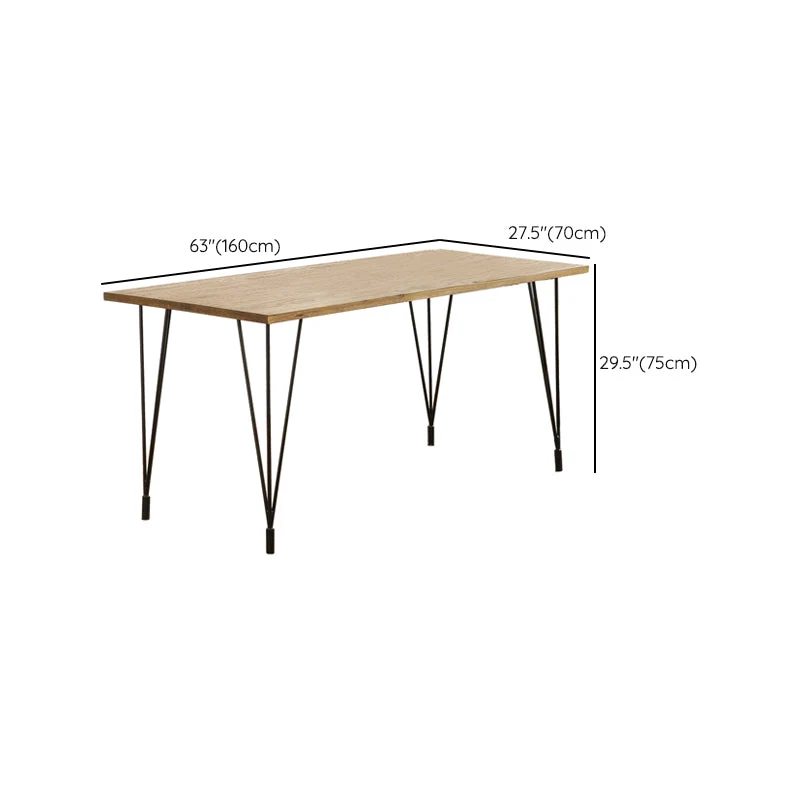 Bureau d'écriture industriel en épingle à cheveux, bureau rectangulaire en bois massif Clearhalo