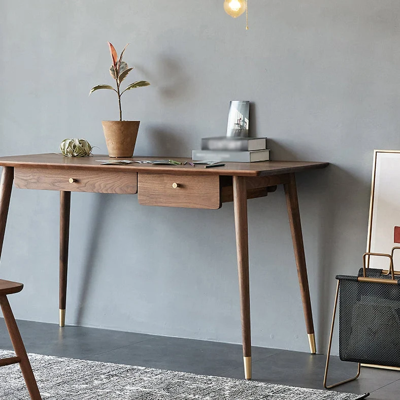Bureau d'écriture marron, bureau de dortoir en bois massif de style Glam avec tiroir Clearhalo