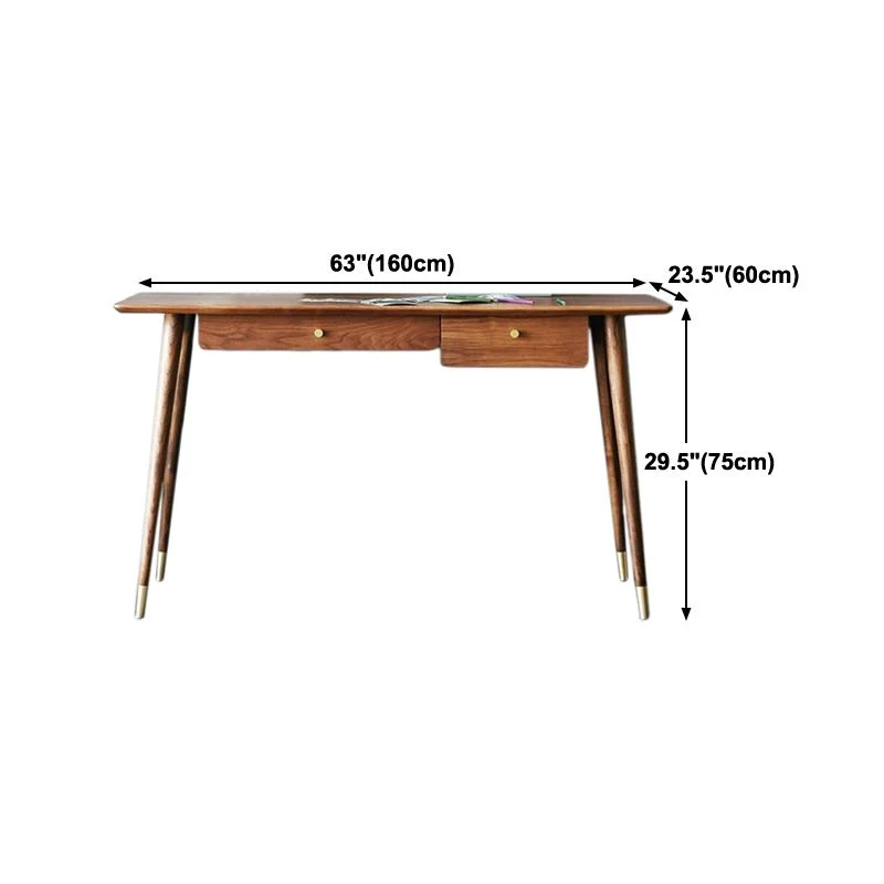 Bureau d'écriture marron, bureau de dortoir en bois massif de style Glam avec tiroir Clearhalo