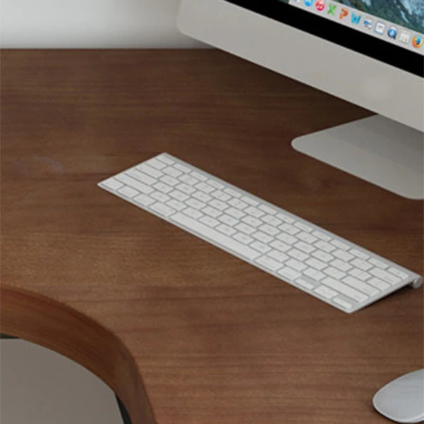 Bureau d'écriture marron en forme de L, bureau industriel en bois massif Clearhalo