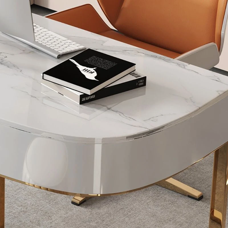 Bureau d'écriture miroir Glam avec pieds en métal doré, bureau ovale Clearhalo