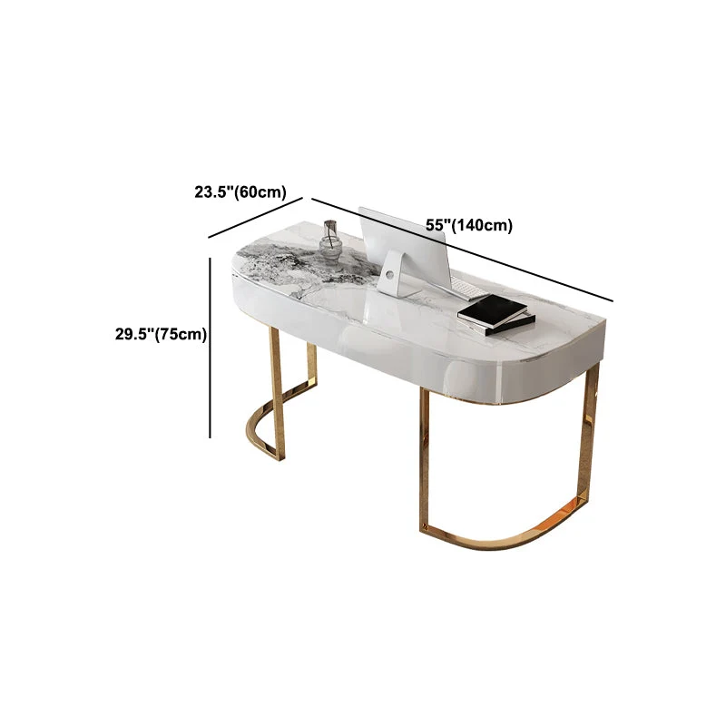 Bureau d'écriture miroir Glam avec pieds en métal doré, bureau ovale Clearhalo