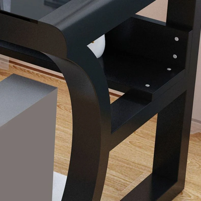 Bureau d'écriture moderne avec plateau en verre, bureau rectangulaire de 29,53 po de hauteur avec base luge Clearhalo