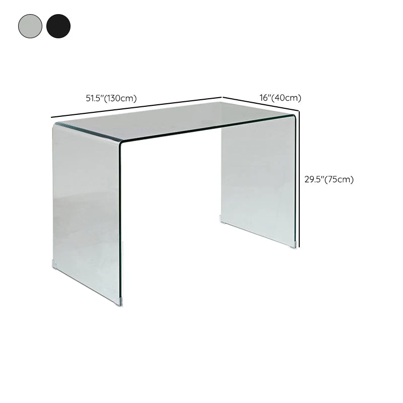 Bureau d'écriture moderne avec plateau en verre et base traîneau de 29,53 po de hauteur Clearhalo