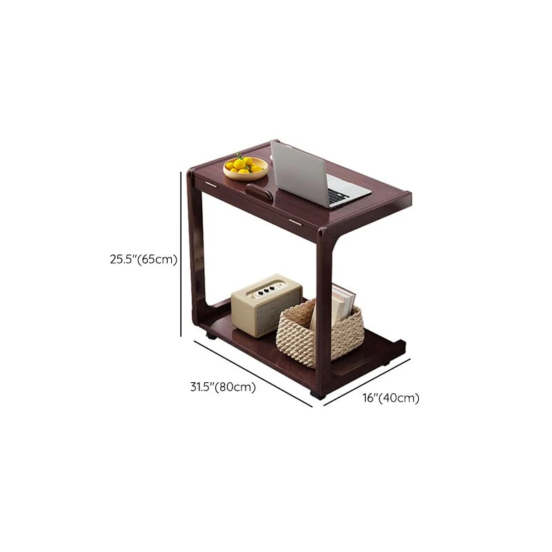 Bureau d'écriture moderne en bois, bureau rectangulaire avec roulettes Clearhalo