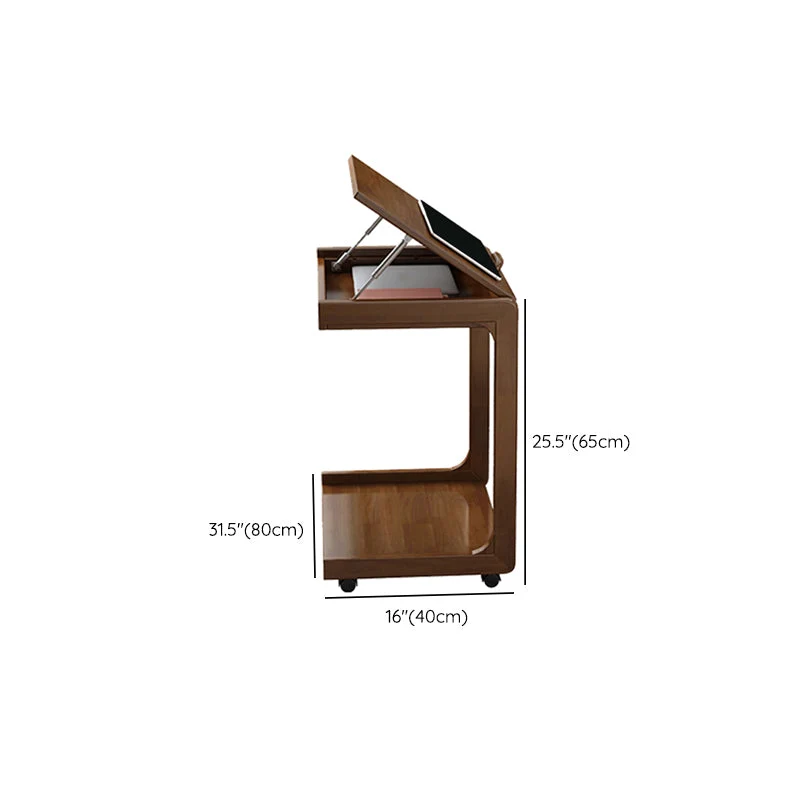 Bureau d'écriture moderne en bois, bureau rectangulaire avec roulettes Clearhalo